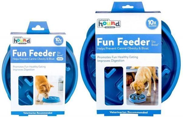 Outward Hound (Аутвард Хаунд) Fun Feeder Slo-Bowl Tetris - Нескользящая миска-лабиринт Тетрис для медленного кормления собак M Голубой