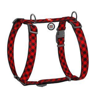Collar (Коллар) WAUDOG Nylon - Анатомическая H-образная шлея для собак c рисунком "Шотландка красная" и QR паспортом M/40-70х50-80 см
