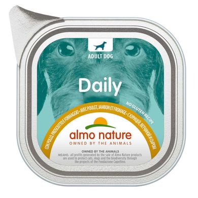 Almo Nature (Альмо Натюр) Daily Adult Dog Chicken, Ham Cheese - Консервований корм з куркою, шинкою та сиром для дорослих собак 100 г