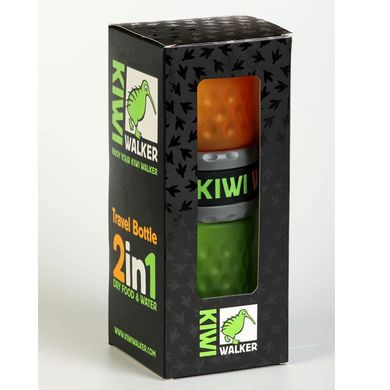 Kiwi Walker (Киви Вокер) Travel Bottle 2in1 - Дорожная бутылка для еды и воды 750 мл/500 мл Оранжево-зелёный