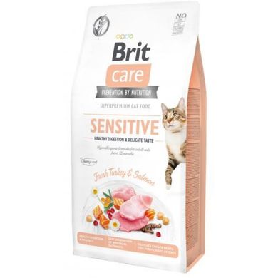 Brit Care (Брит Кеа) Cat Grain-Free Sensitive - Сухой беззерновой корм с индейкой и лососем для взрослых кошек с чувствительным пищеварением 400 г