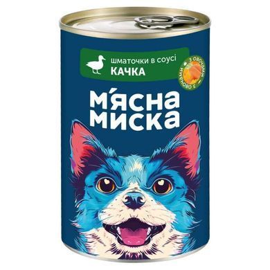 М'ясна миска - Консервований корм з качкою та овочами для дорослих собак (шматочки в соусі), 415 г