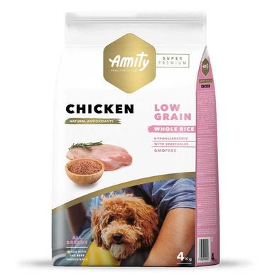 Amity (Аміті) Super Premium Low Grain Chicken Adult - Сухий корм з куркою для дорослих собак різних порід 4 кг