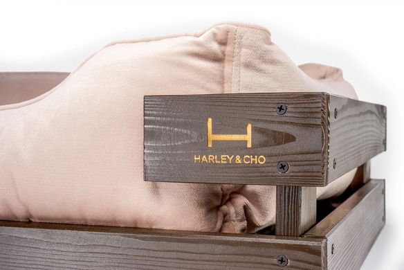 HARLEY & CHO (Харлі енд Чо) Dreamer Brown + Pudra Velur - Лежак у дерев'яному каркасі з темного дерева велюровий L