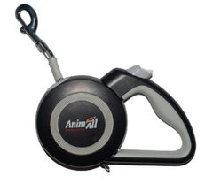 AnimAll (ЕнімАлл) Reflector - Поводок-рулетка для собак, стрічка (5 м, до 50 кг) L Сірий / Чорний