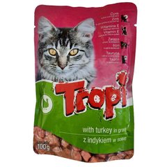 Tropi (Тропи) Pouch for Cat Turkey in Gravy - Влажный корм с индейкой для котов (кусочки в соусе) 100 г