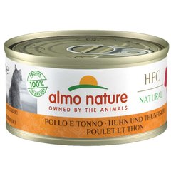 Almo Nature (Альмо Натюр) HFC Natural Adult Cat Chicken&Tuna - Консервований корм з куркою та тунцем для дорослих кішок (шматочки в желе) 70 г