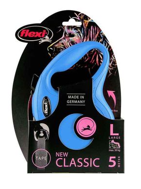 Flexi (Флекси) New Classic L - Поводок-рулетка для собак, лента (5 м, до 50 кг) L Синий