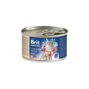 Brit Premium (Бріт Преміум) by Nature Chicken with Beef - Вологий корм з куркою і яловичиною для дорослих котів (паштет) 200 г