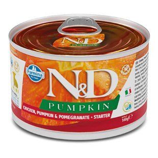 Farmina (Фармина) N&D Pumpkin Gf Adult Mini Chicken, Pumpkin & Pomegranate &ndash; Беззерновой консервированный корм с курицей, тыквой и гранатом для взрослых собак мелких пород, 140 г