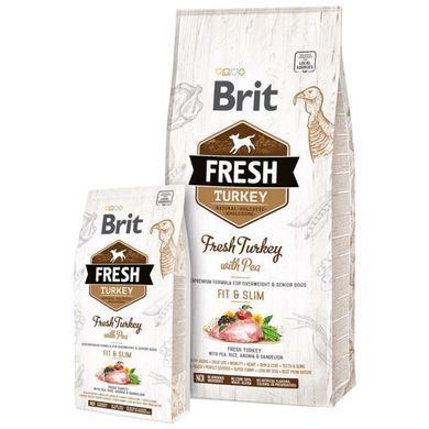 Brit Fresh (Брит Фреш) Turkey With Pea Light Fit Slim Adult - Сухой корм с индейкой и горошком для взрослых собак, 2,5 кг