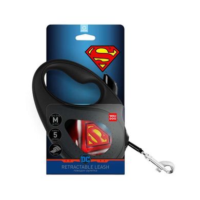 Collar (Коллар) WAUDOG Roulette Leash - Повідець-рулетка для собак з малюнком "Супермен Лого" XS Чорний