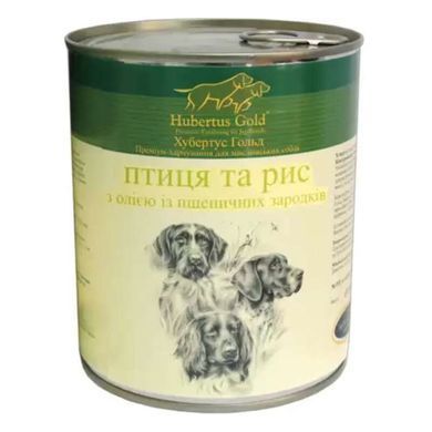 Hubertus Gold (Хубертус Голд) Консервований корм "Птах і рис" для активних собак, 800 г