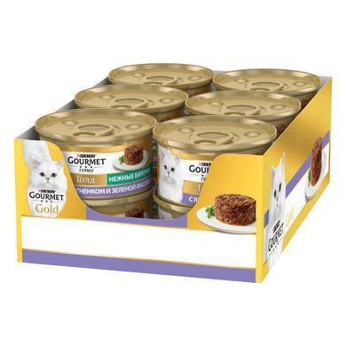 Gourmet (Гурмэ) Gold - Консервированный корм "Нежные биточки" с ягненком и зеленой фасолью для кошек 85 г