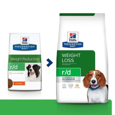 Hill's (Хиллс) Prescription Diet r/d Weight Loss (Weight Reduction) - Корм-диета c курицей для собак, способствующая потере веса при ожирении 1,5 кг