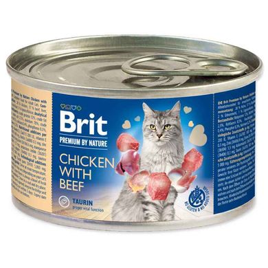 Brit Premium (Бріт Преміум) by Nature Chicken with Beef - Вологий корм з куркою і яловичиною для дорослих котів (паштет) 200 г