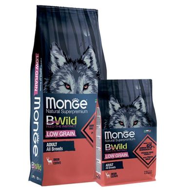 Monge (Монж) BWild Low Grain Wild Deer Adult All Breeds - Низкозерновой сухой корм из мяса оленя для взрослых собак всех пород 2,5 кг