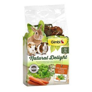 Gimpet (ДжимПет) GimBi Natural Delight &ndash; Травяной микс для грызунов, травы и морковь 100 г