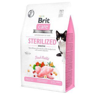 Brit Care (Бріт Кеа) Cat Grain-Free Sterilized Sensitive - Сухий беззерновий корм з кроликом для дорослих стерилізованих кішок з чутливою травною системою, 400 г