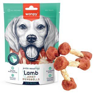Wanpy (Ванпи) lamb jerky dumbbells - лакомство вяленый ягненок кость-гантель лакомство для собак, 100 г