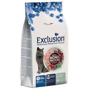 Exclusion (Эксклюжн) Noble Grain Cat Sterilized +7 Chicken - Монопротеиновый сухой корм с курицей для стерилизованных кошек старше 7 лет, 1,5 кг