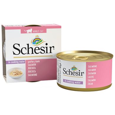Schesir (Шезір) Salmon Natural Style - Консервований корм з лососем для дорослих котів (шматочки у власному соку) 85 г