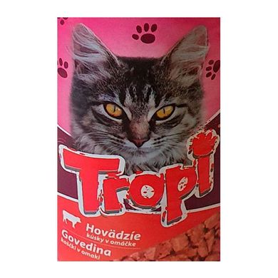 Tropi (Тропи) Pouch for Cat Beef in Gravy - Влажный корм с говядиной для котов (кусочки в соусе) 100 г