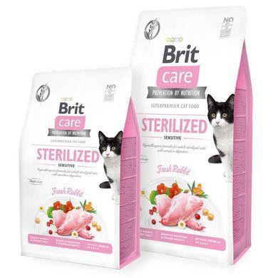 Brit Care (Бріт Кеа) Cat Grain-Free Sterilized Sensitive - Сухий беззерновий корм з кроликом для дорослих стерилізованих кішок з чутливою травною системою, 400 г