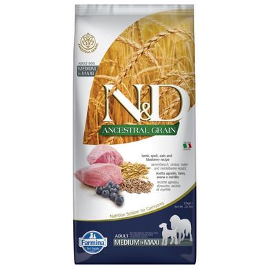 Farmina (Фарміна) N&D Low Grain Dog Lamb & Blueberry Adult Medium&Maxi – Низькозерновий сухий корм з ягням та чорницею для собак середніх і великих порід 2,5 кг