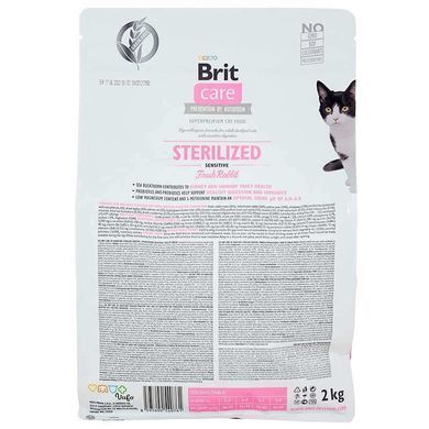 Brit Care (Бріт Кеа) Cat Grain-Free Sterilized Sensitive - Сухий беззерновий корм з кроликом для дорослих стерилізованих кішок з чутливою травною системою, 400 г