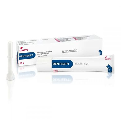 Dentisept (Дентисепт) - адгезивная зубная паста с хлоргексидином для собак и кошек 20 г