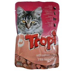 Tropi (Тропі) Pouch for Cat Salmon in Gravy - Вологий корм з лососем для котів (шматочки у соусі) 100 г