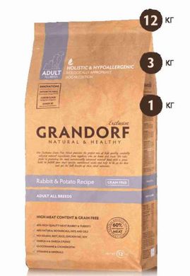 Grandorf (Грандорф) Rabbit and Turkey Adult Medium & Maxi Breeds - Сухой комплексный корм для взрослых собак средних и крупных пород с кроликом и индейкой 1 кг