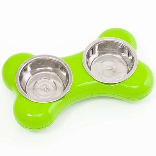 Hing (Хинг) The Bone Bowl - Миски двойные для собак в форме косточки 2x350 мл Черный