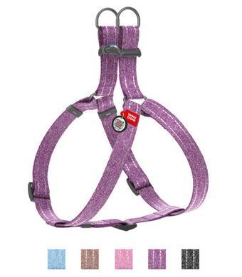 Collar (Коллар) WAUDOG Re-cotton - Шлея светоотражающая для собак из восстановленного хлопка 1,5х40-55 см Фиолетовый