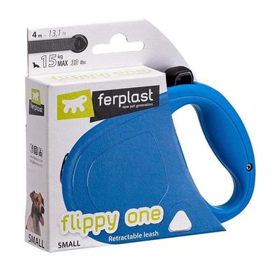 Ferplast (Ферпласт) Flippy One Tape – Повідець-рулетка для собак різних порід з висувною стрічкою S Блакитний