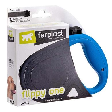 Ferplast (Ферпласт) Flippy One Tape – Поводок-рулетка для собак различных пород с выдвижной лентой S Голубой