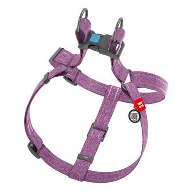 Collar (Коллар) WAUDOG Re-cotton - Шлея светоотражающая для собак из восстановленного хлопка 1,5х40-55 см Фиолетовый