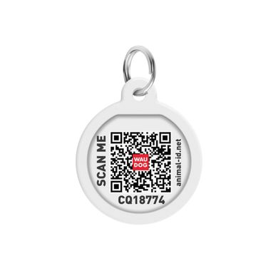 Адресник для собак и котов металлический WAUDOG Smart ID c QR паспортом, рисунок "Водяные лилии", круг, Д 25 мм