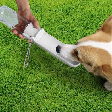 Redminut (Редминут) Portable drinking bottle - Портативная походная бутылка поилка со шнурком для собак 300 мл белый