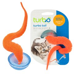 Прыгающая интерактивная игрушка для котов оранжевый хвост в полусфере