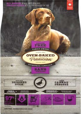 Oven-Baked (Овен-Бэкет) Tradition Grain-Free Duck Dog All Breeds - Беззерновой сухой корм со свежим мясом утки для собак различных пород на всех стадиях жизни 2,27 кг