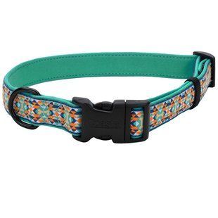 Coastal (Костал) Ribbon Weave Collar - Нашийник для собак нейлоновий з неопреновою підкладкою 1,6х20-30 см "Темно-бірюзовий з кісточками"