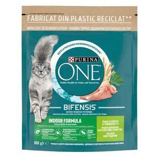 Purina ONE (Пуріна Ван) Indoor Formula &ndash; Сухий корм з індичкою для котів, що постійно живуть в помешканні, 800 г
