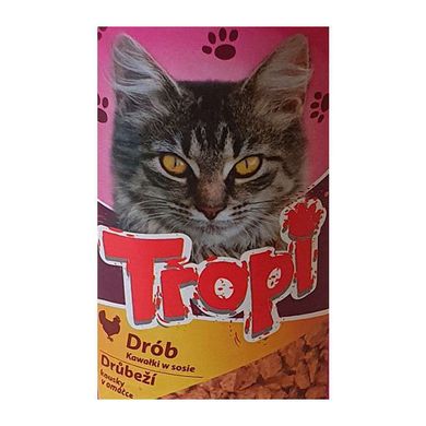 Tropi (Тропи) Pouch for Cat Poultry in Gravy - Влажный корм с птицей для котов (кусочки в соусе) 100 г