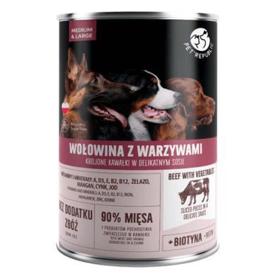 Pet Republic (Пет Репаблік) Beef&Vegetables Chunks in Sauce - Консервований корм з яловичиною та овочами для собак великих порід (шматочки в соусі) 1,25 кг