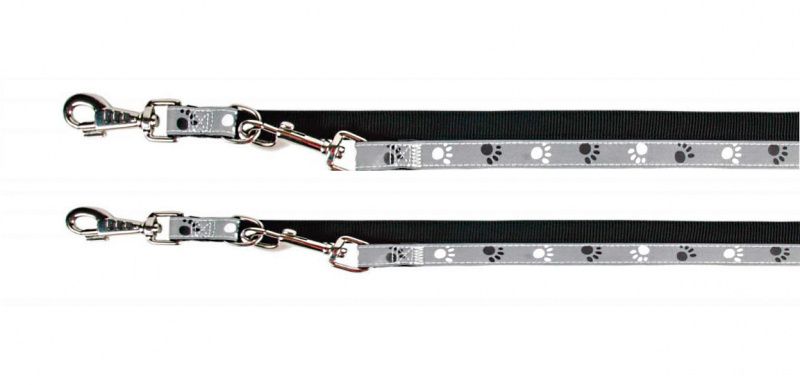 Trixie (Трикси) Silver Reflect Adjustable Leash - Поводок-перестежка со свето-отражающими элементами 2,0х200 см Серый