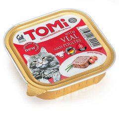 TOMi (Томі) with Veal & Poultry - Супер преміум паштет з телятиною і птицею для дорослих і літніх котів всіх порід 100 г
