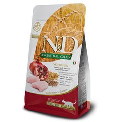 Farmina (Фарміна) N&D Low Grain Cat Neutered Chicken Adult – Низькозерновий сухий кормз куркою та гранатом для стерилізованих дорослих котів 300 г