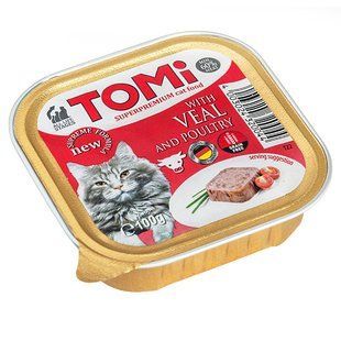 TOMi (Томи) with Veal&Poultry - Супер премиум паштет с телятиной и птицей для взрослых и пожилых котов всех пород 100 г